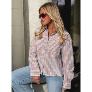 Chemise lignée Jessie - Bleu/Rouge