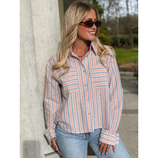 Chemise lignée Jessie - Bleu/Rouge