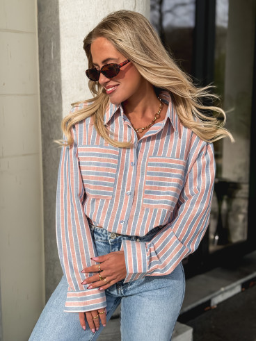 Chemise lignée Jessie - Bleu/Rouge