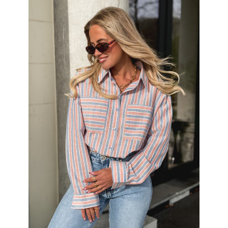 Chemise lignée Jessie - Bleu/Rouge