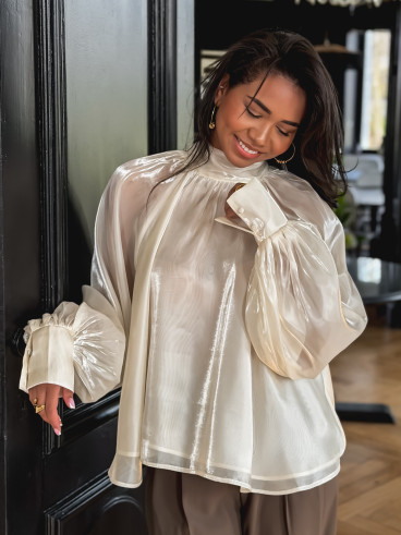 Blouse satinée Dalvina - Ecru