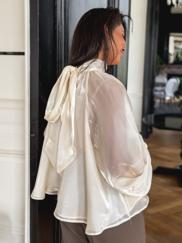 Blouse satinée Dalvina - Ecru