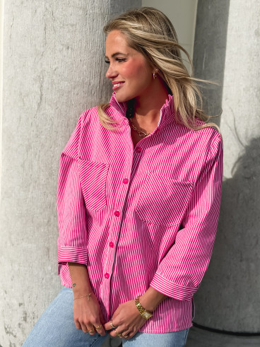 Chemise lignée Molly - Rose