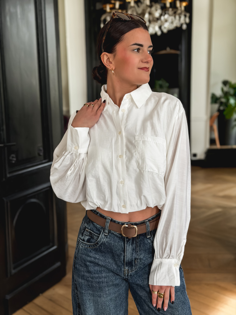 Crop chemise Apoline - Blanc