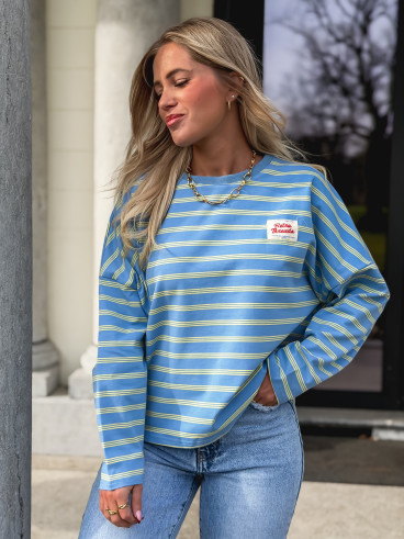 T-shirt longues manches Blondine - Bleu/Jaune