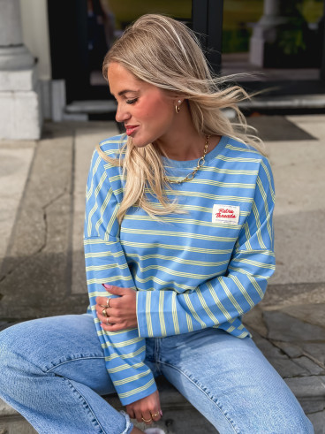 T-shirt longues manches Blondine - Bleu/Jaune