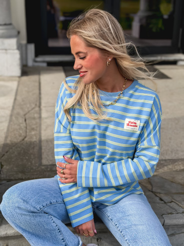 T-shirt longues manches Blondine - Bleu/Jaune
