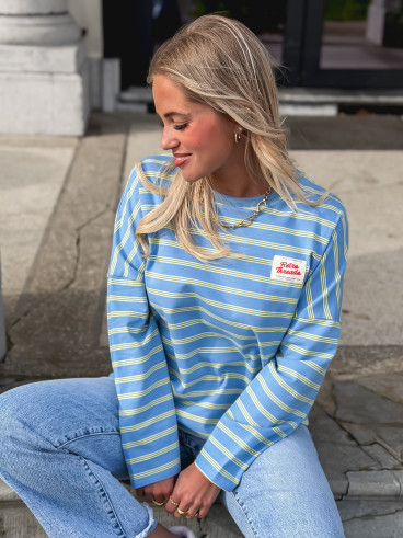 T-shirt longues manches Blondine - Bleu/Jaune