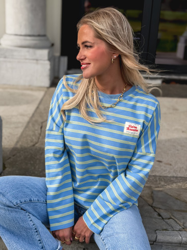 T-shirt longues manches Blondine - Bleu/Jaune