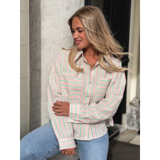 Chemise lignée Jessie - Vert/Rose
