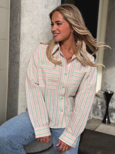 Chemise lignée Jessie - Vert/Rose Chemise lignée Jessie - Vert/Rose
