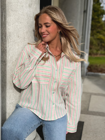Chemise lignée Jessie - Vert/Rose Chemise lignée Jessie - Vert/Rose