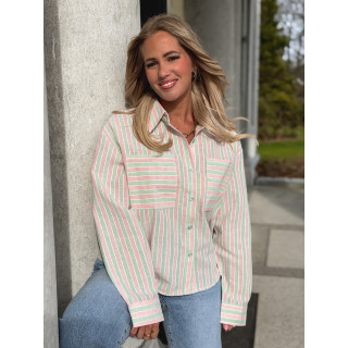 Chemise lignée Jessie - Vert/Rose