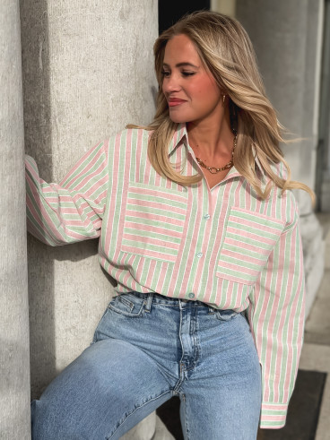 Chemise lignée Jessie - Vert/Rose Chemise lignée Jessie - Vert/Rose