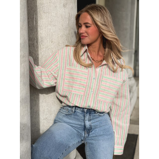 Chemise lignée Jessie - Vert/Rose