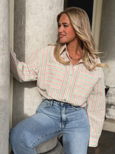 Chemise lignée Jessie - Vert/Rose Chemise lignée Jessie - Vert/Rose