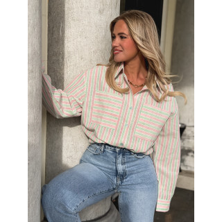 Chemise lignée Jessie - Vert/Rose