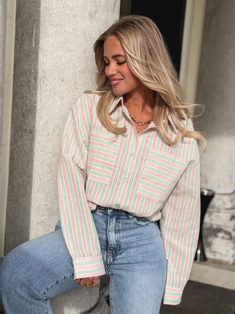 Chemise lignée Jessie - Vert/Rose Chemise lignée Jessie - Vert/Rose