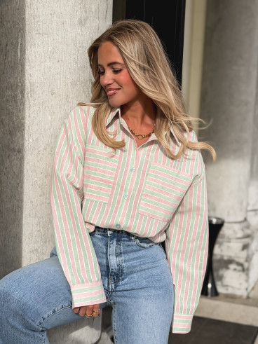Chemise lignée Jessie - Vert/Rose Chemise lignée Jessie - Vert/Rose