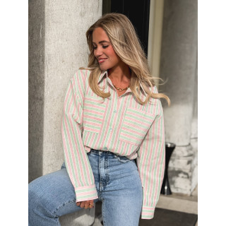Chemise lignée Jessie - Vert/Rose