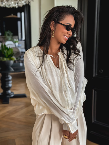 Blouse satinée Miryem - Ecru