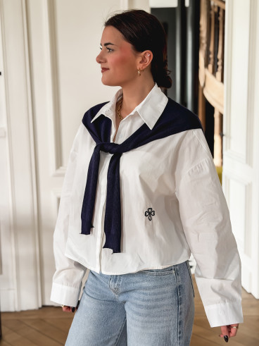 Chemise Clotilde - Ecru/Bleu marine
