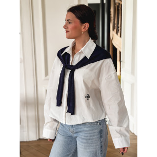 Chemise Clotilde - Ecru/Bleu marine