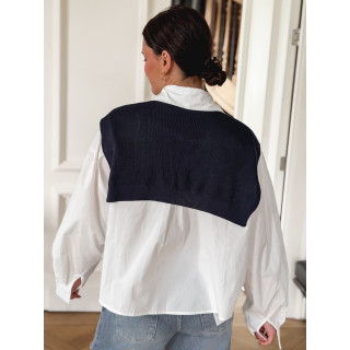 Chemise Clotilde - Ecru/Bleu marine