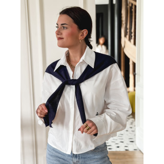 Chemise Clotilde - Ecru/Bleu marine
