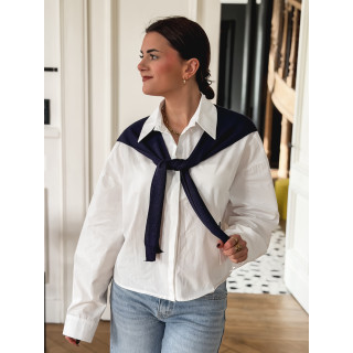 Chemise Clotilde - Ecru/Bleu marine