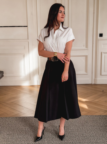 Robe longue Bénédicte - Blanc/Noir