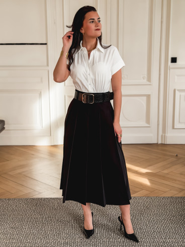 Robe longue Bénédicte - Blanc/Noir