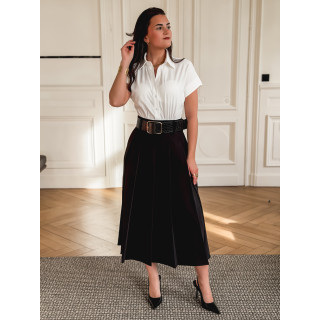 Robe longue Bénédicte - Blanc/Noir