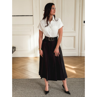 Robe longue Bénédicte - Blanc/Noir