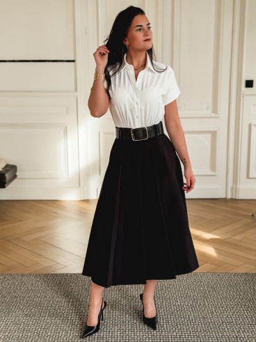 Robe longue Bénédicte - Blanc/Noir