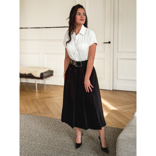 Robe longue Bénédicte - Blanc/Noir