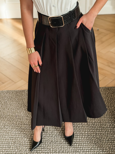 Robe longue Bénédicte - Blanc/Noir