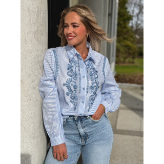 Chemise lignée Emiléna - Bleu/Blanc
