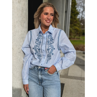 Chemise lignée Emiléna - Bleu/Blanc