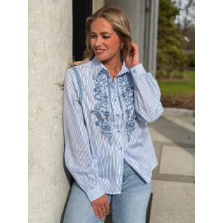 Chemise lignée Emiléna - Bleu/Blanc