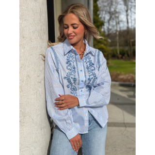 Chemise lignée Emiléna - Bleu/Blanc