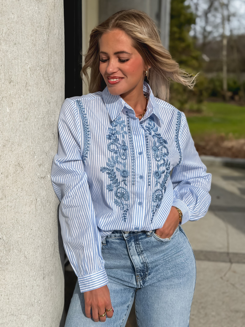Chemise lignée Emiléna - Bleu/Blanc