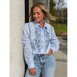 Chemise lignée Emiléna - Bleu/Blanc