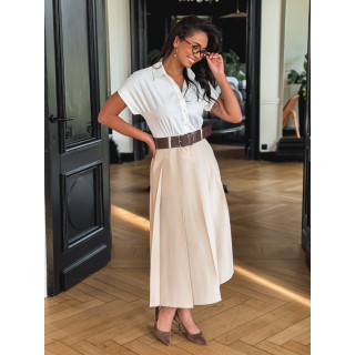 Robe longue Bénédicte - Blanc/Beige