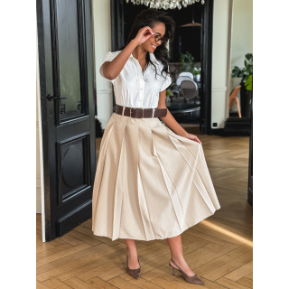 Robe longue Bénédicte - Blanc/Beige