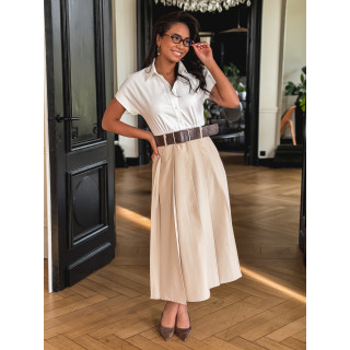 Robe longue Bénédicte - Blanc/Beige