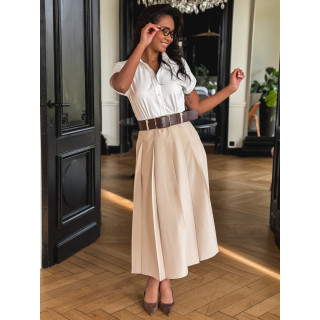 Robe longue Bénédicte - Blanc/Beige