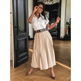 Robe longue Bénédicte - Blanc/Beige