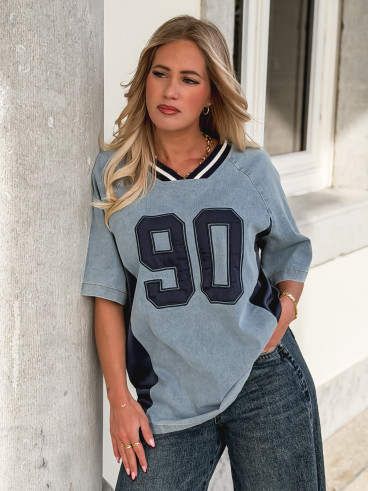 T-shirt "Ninety" - Bleu