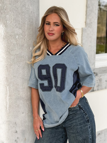 T-shirt "Ninety" - Bleu